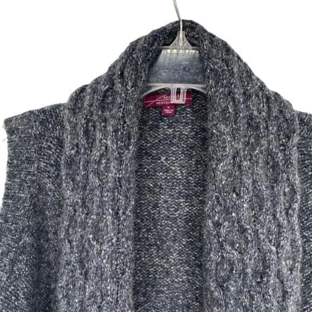 Eastside Westside Women's Wool Blend Marled Open Cable Knit Draped Sweater Vest